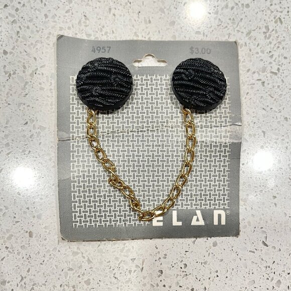 NWT Vintage Elan Chain Double Brooch Black - Picture 1 of 5